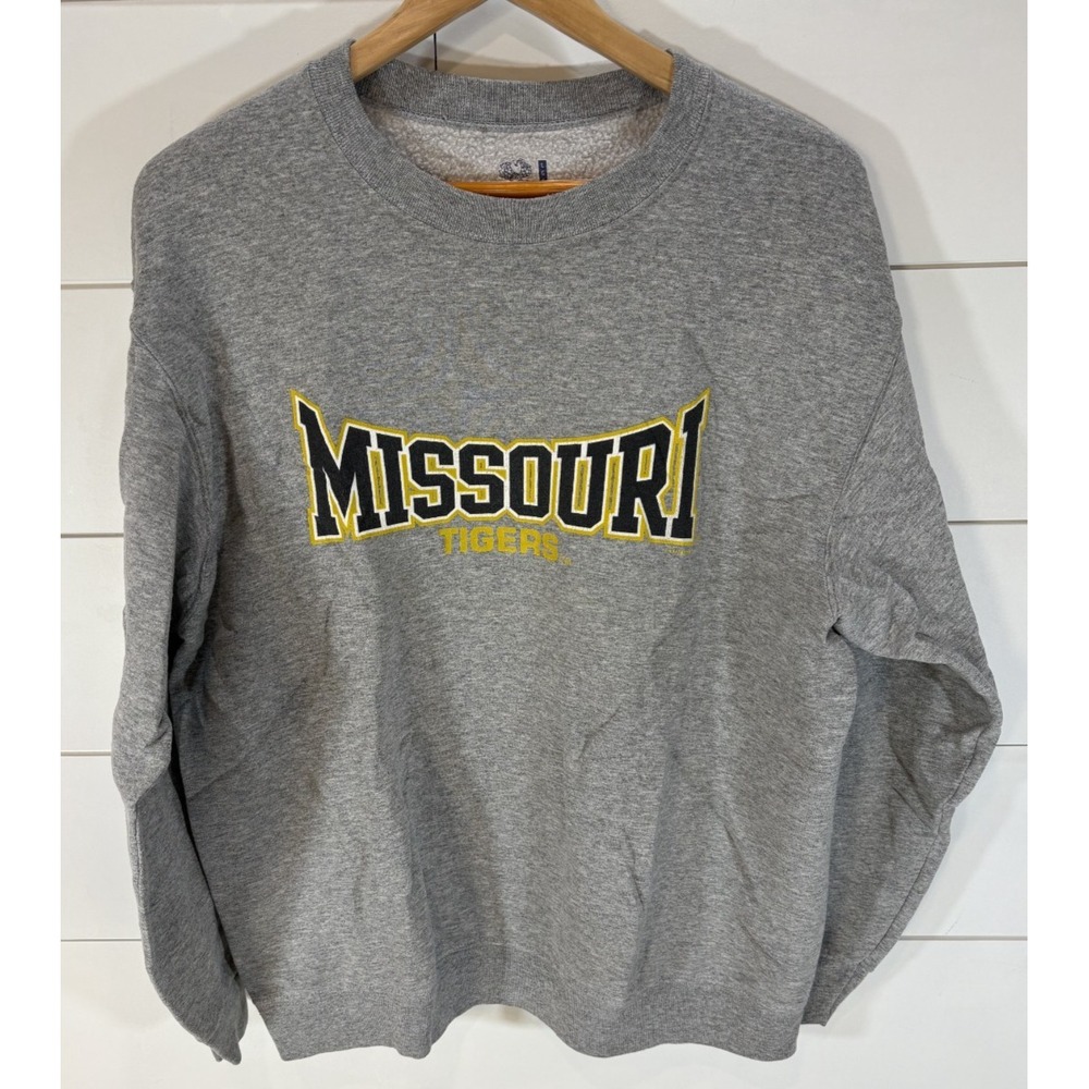 Missouri Tigers Sweatshirt Gray Crewneck Fruit of the Loom Y2K Size Large L